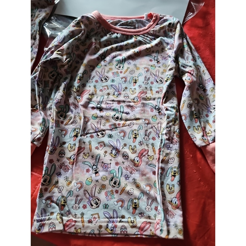 2 Piece Shirt With Pants Bamboo  Pink EASTER Mickey Donald Duck Goofy Bunny  2 T